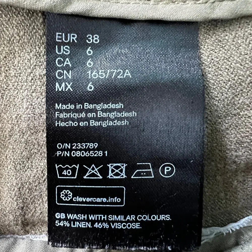 H&M Linen Blend Pants Womens 6 Beachy Coastal Vacation Workwear Office Career